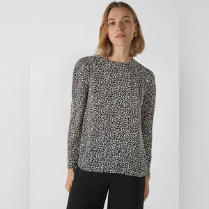 Whistles Black & White Autumn  Floral Print Top - US 8
